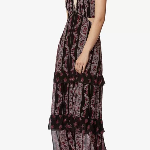 NWT AVEC LES FILLES Paisley-Print Tiered Maxi Dress Size 8 - Picture 8 of 11